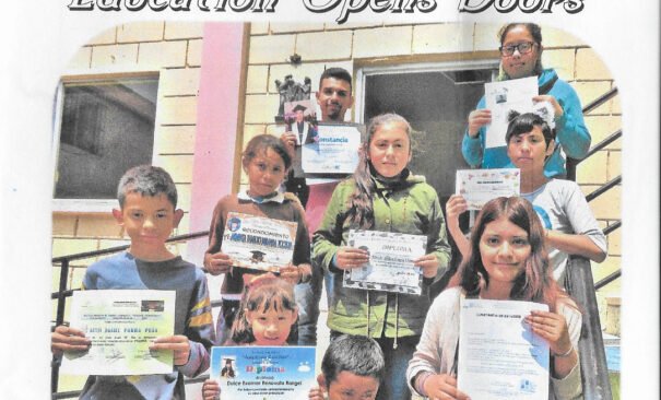 Group of students with their diplomas at Casa de los Pobres