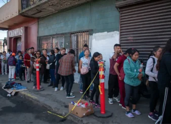 The people of Tijuana waiting to get into the Casa for breakfast