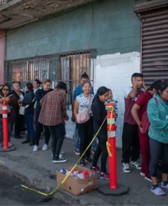 The people of Tijuana waiting to get into the Casa for breakfast